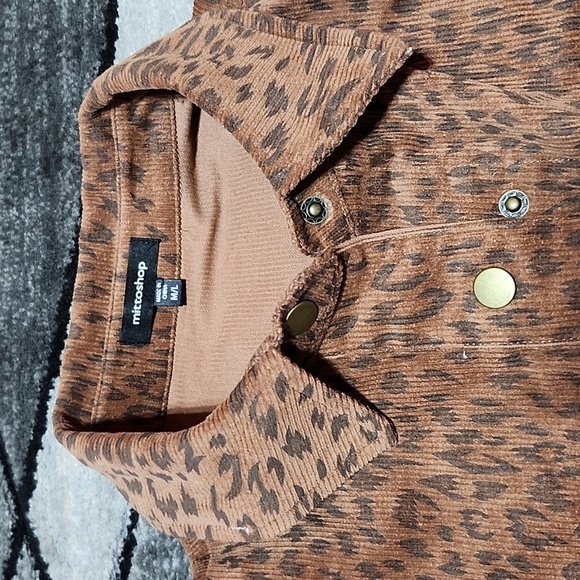 MITTOSHOP LEOPARD PRINT CORDUROY SNAP-BUTTON JACKET - Picture 3 of 14